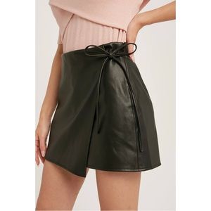 Vegan Leather Tie Skort